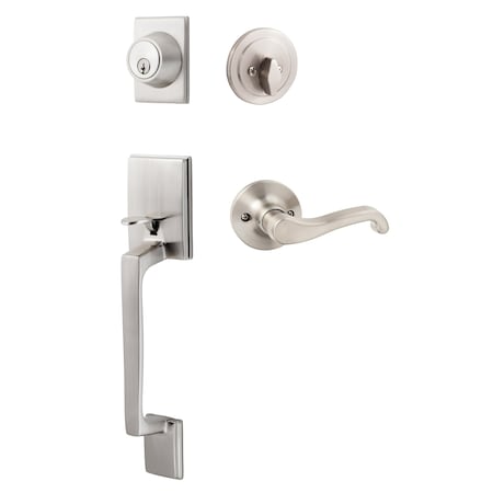 Sure-Loc Hardware Sure-Loc Hardware Coronado Handleset with Round Thumb Turn, Sage Lever Handleset Trim, Satin Nickel, Right Hand CN507-R-SG RH 15